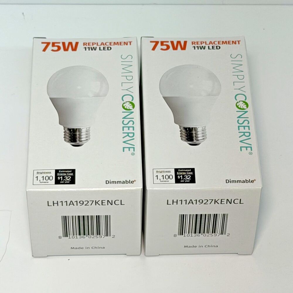 2 SimplyConserve 75W LED Replacement Bulbs (11W)  - BRAND NEW 2 Energy Efficient